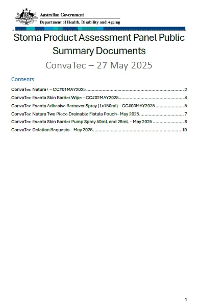 Stoma Product Assessment Panel – ConvaTec public summary documents ...