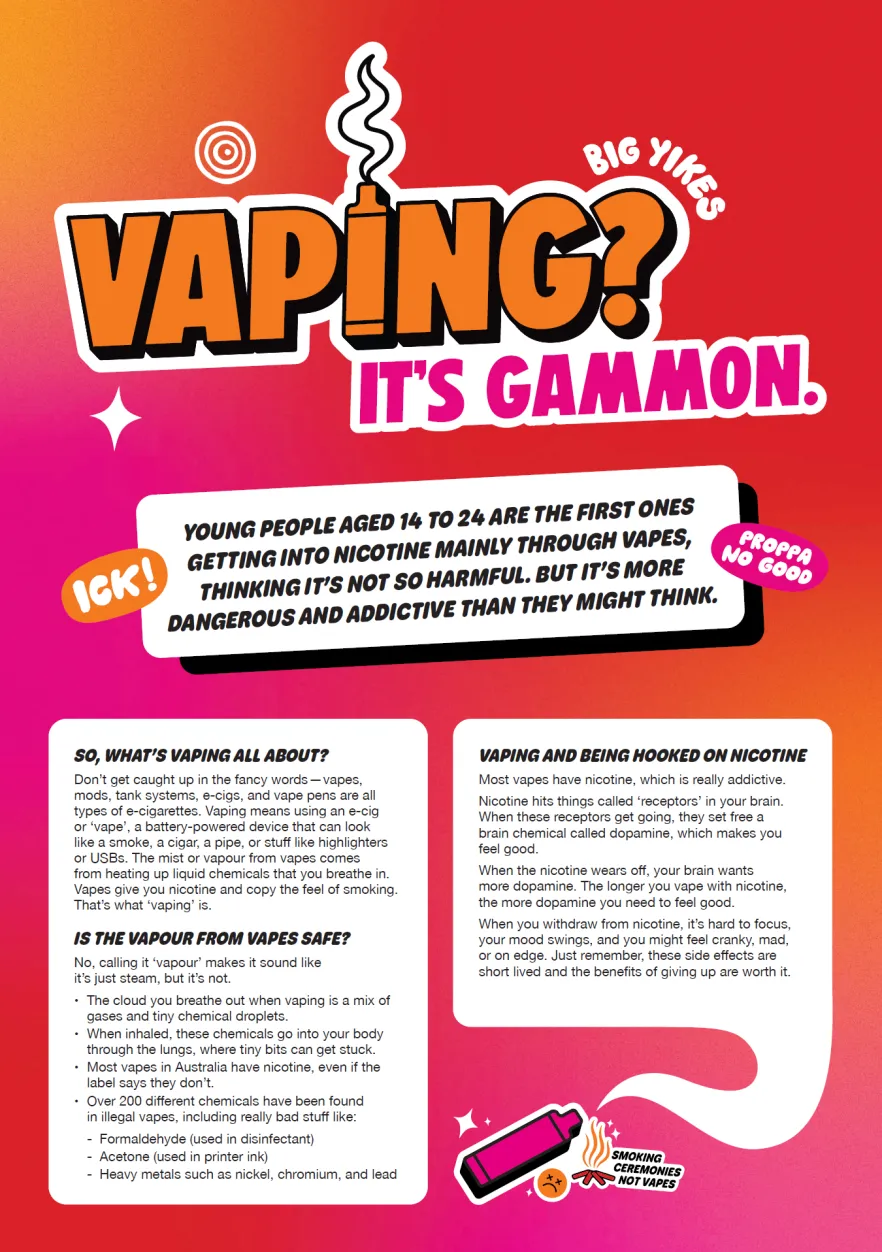 Vaping? It's gammon  First Nations fact sheet | Youth vaping | Australian  Government Department of Health, Disability and Ageing