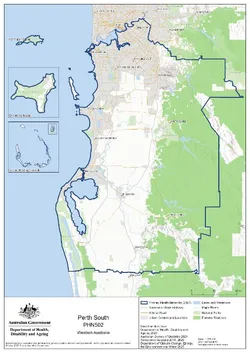 Perth Psp Map Perth South (WA) Primary Health Network (PHN) map – topographic ...