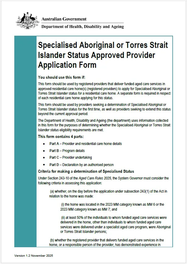 Native Status Application Form Specialised Aboriginal and Torres strait Islander status registered ...