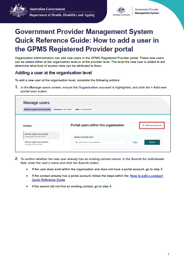 Provider Management Module Government Provider Management System (GPMS) – Quick reference guide ...
