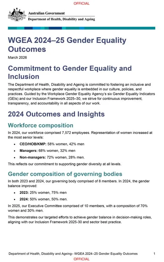 Workplace Gender Equality Agency employer statement | Australian ...