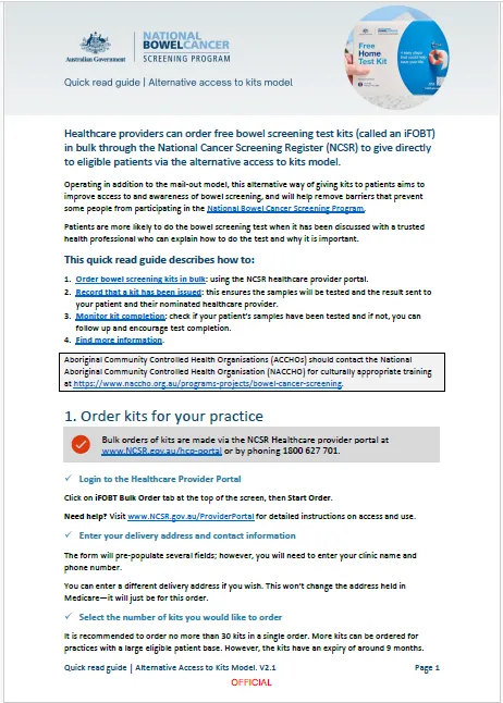 National Bowel Cancer Screening Program – Training guide for ...