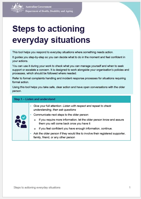 Steps to actioning everyday situations | Australian Government ...