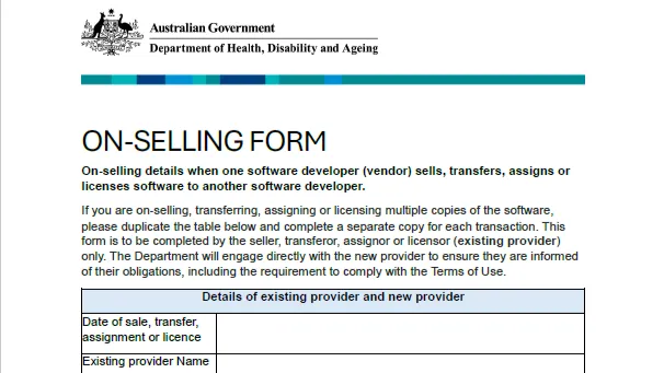 B2G on-selling form | Australian Government Department of Health ...