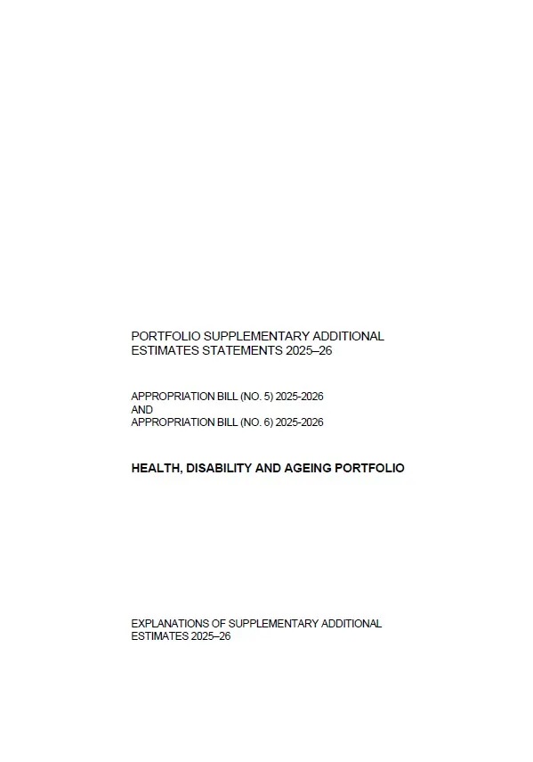 Budget 2025–26: Portfolio Supplementary Additional Estimates Statements ...