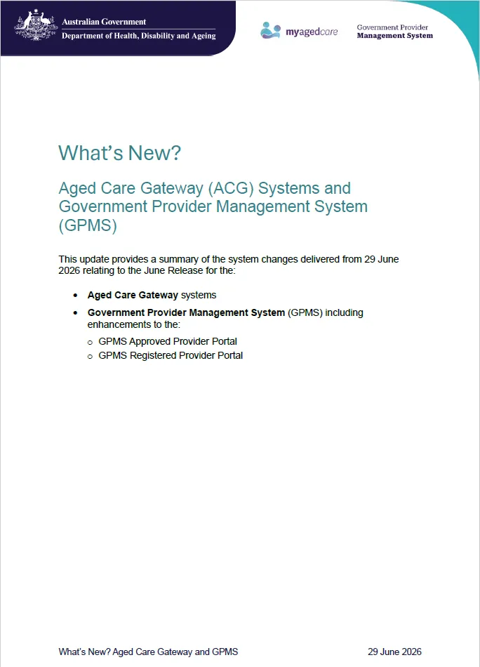 What’s New? My Aged Care and Government Provider Management System ...
