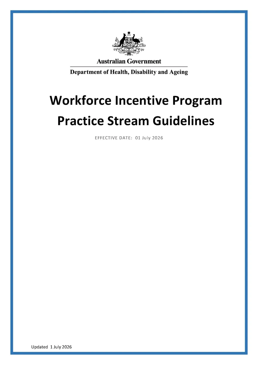 Workforce Incentive Program Practice Stream Guidelines | Australian ...
