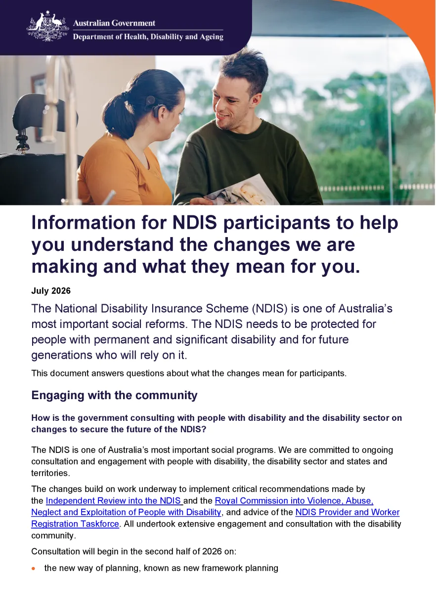 Securing the future of the NDIS for future generations – participant ...