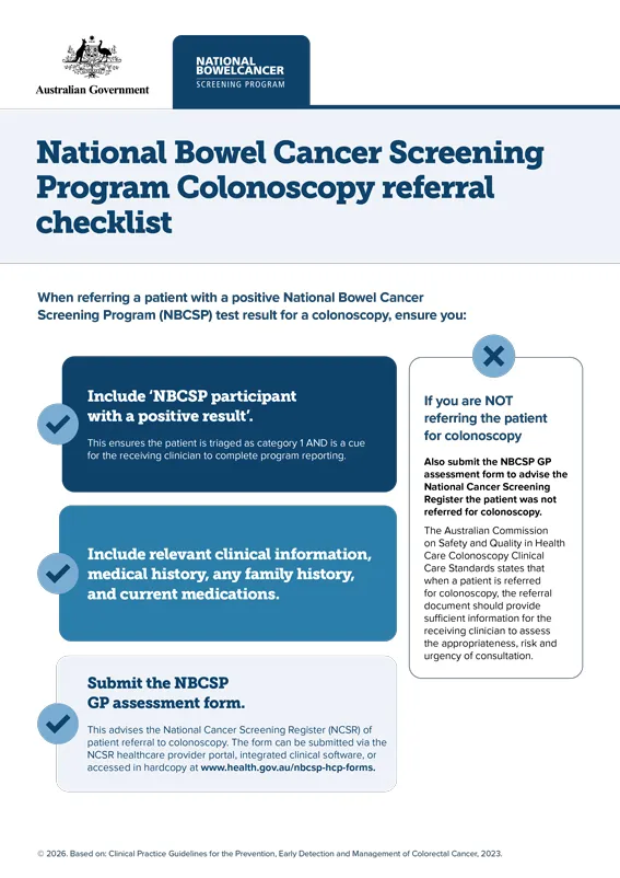 Bowel Screening Colonoscopy Referral Checklist and Family Screening ...