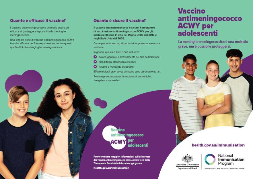 Adolescent meningococcal ACWY vaccine – brochure (Italian)