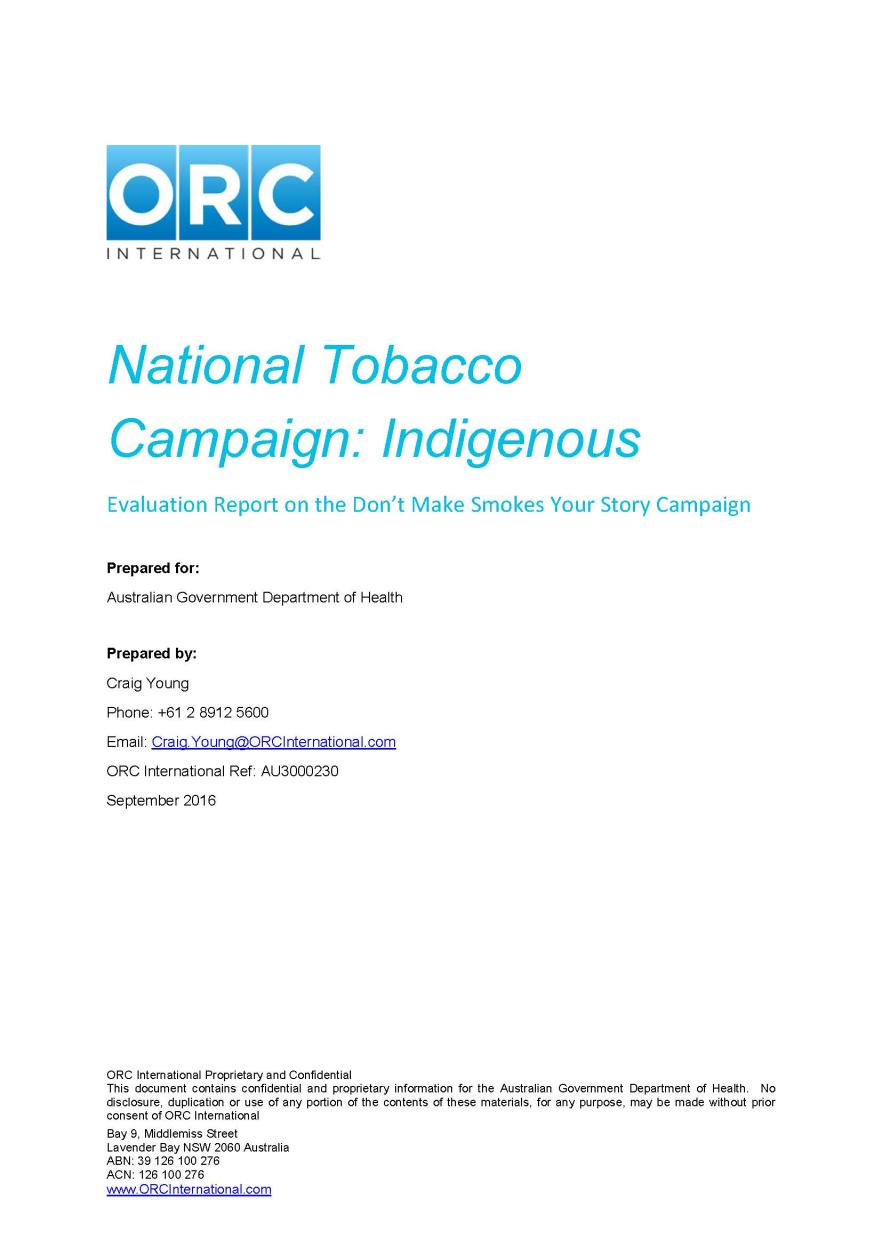 Cover image for the Don’t Make Smokes Your Story campaign – 2016 evaluation report