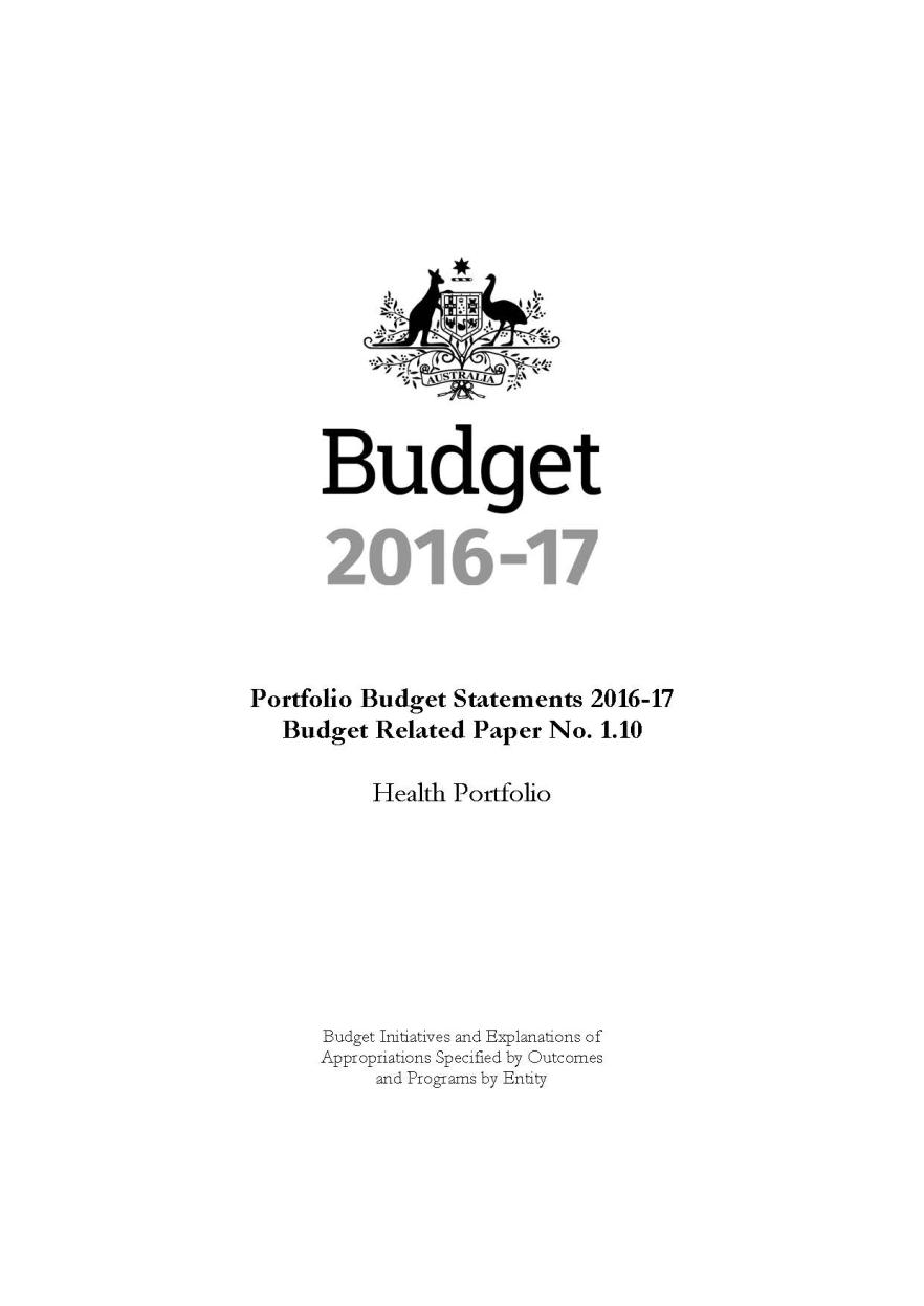 Cover image for Health Portfolio Budget Statements 2016–17