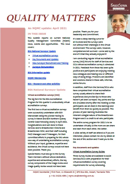 Image of the BreastScreen - Quality mattes bulletin