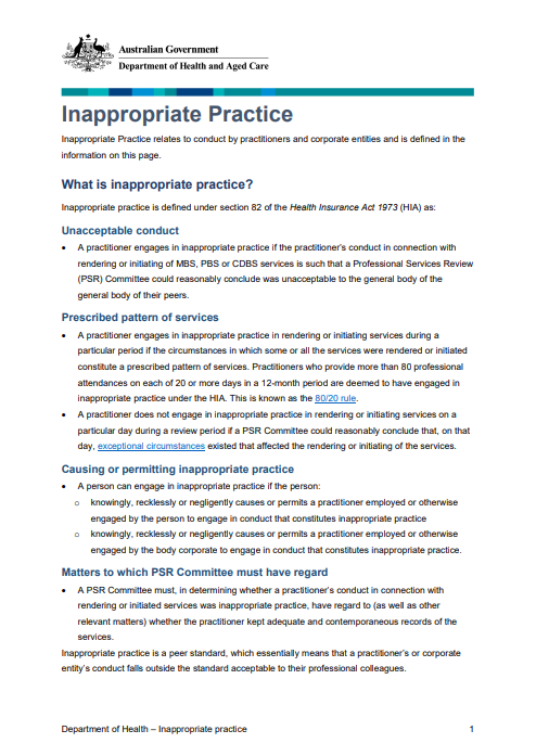 Cover image for inappropriate practice fact sheet