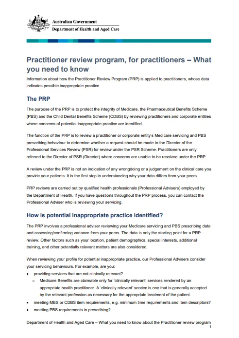 Cover image for Practitioner Review Program fact sheet