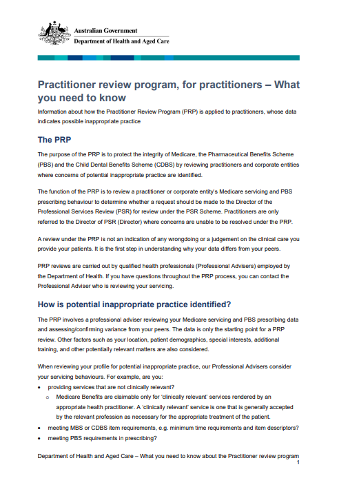 Cover image for Practitioner Review Program fact sheet