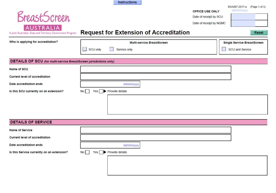 BreastScreen Australia – Request for extension of accreditation