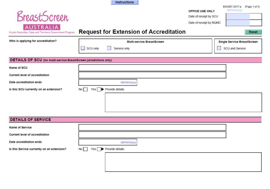 BreastScreen Australia – Request for extension of accreditation