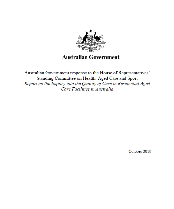 House of Reps Report - Quality of Care in Residential Aged Care Facilities cover image