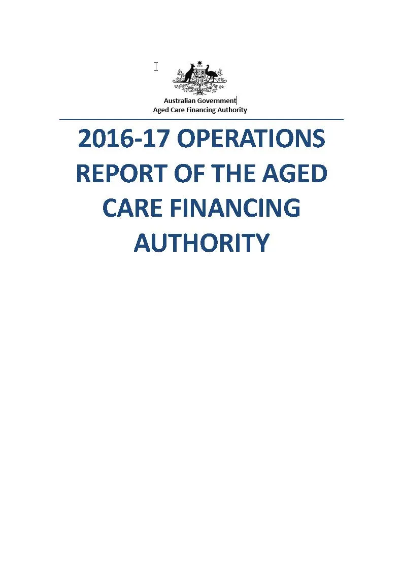 cover image 2016-17 Operations Report of the Aged Care Financing Authority