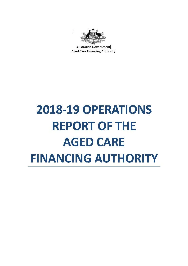 cover image 2018-19 Operations Report of the Aged Care Financing Authority