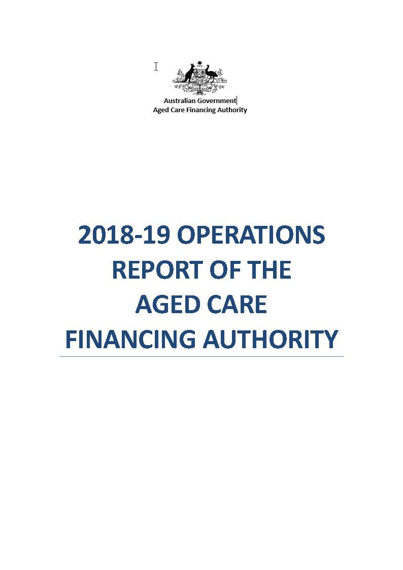 cover image 2018-19 Operations Report of the Aged Care Financing Authority