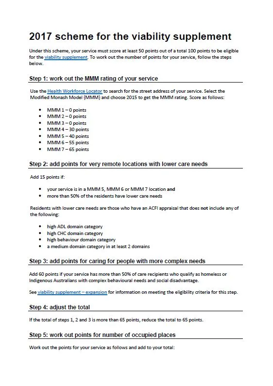 Image - 2017 scheme for the viability supplement (residential aged care)