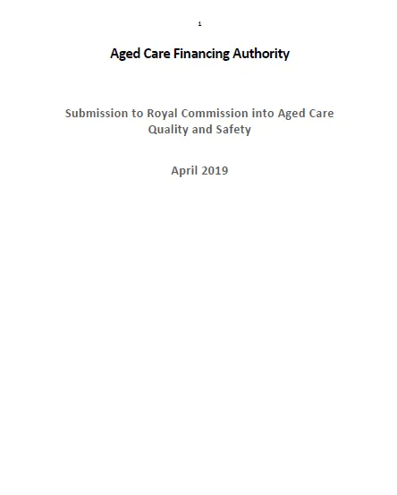 ACFA submission to the Royal Commission into Aged Care Quality and Safety cover