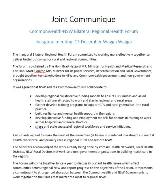 Commonwealth-NSW-Bilateral-Regional-Health-Forum