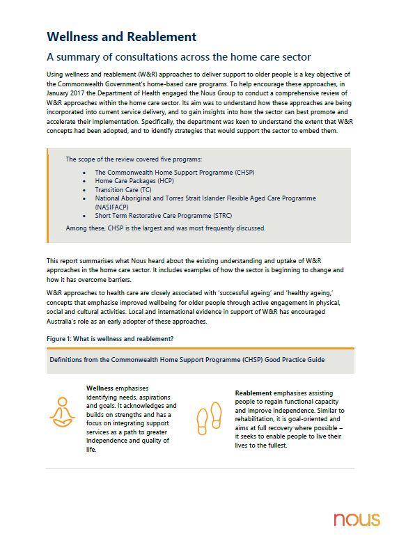Cover image for Wellness and reablement – a summary of consultations across the home care sector