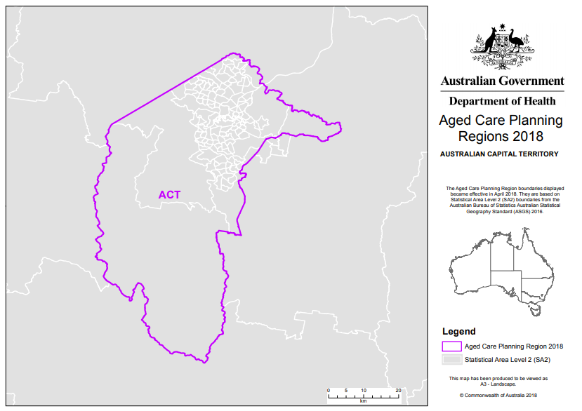 2018 ACT aged care planning region cover