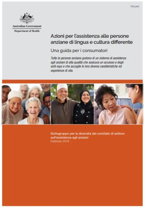 Cover image for Actions to support older CALD people: a guide for consumers Italian