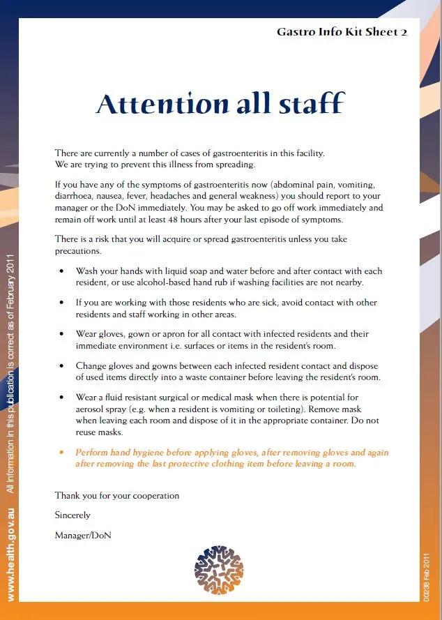 Information Sheets — Gastroenteritis Kit for Aged Care cover image