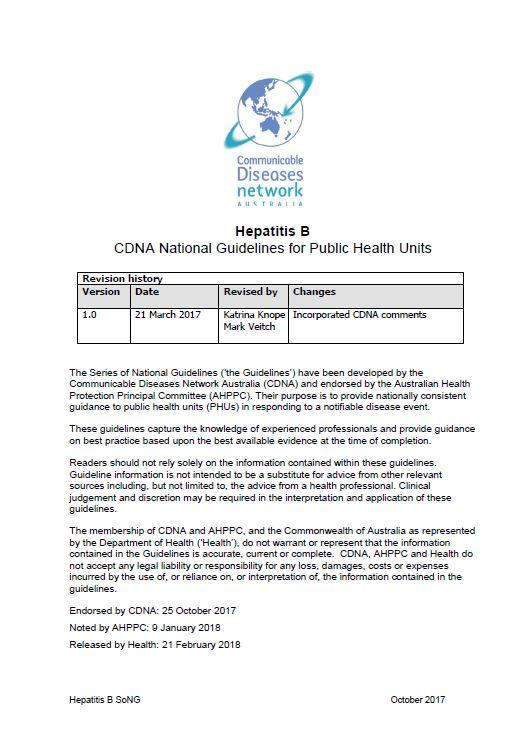 CDNA National Guidelines – Hepatitis B