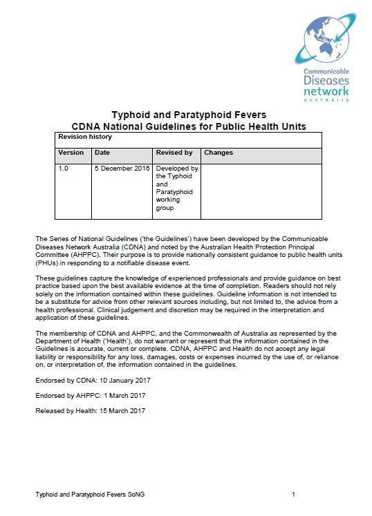 Cover image for CDNA Exposure Assessment Form – Typhoid and Paratyphoid