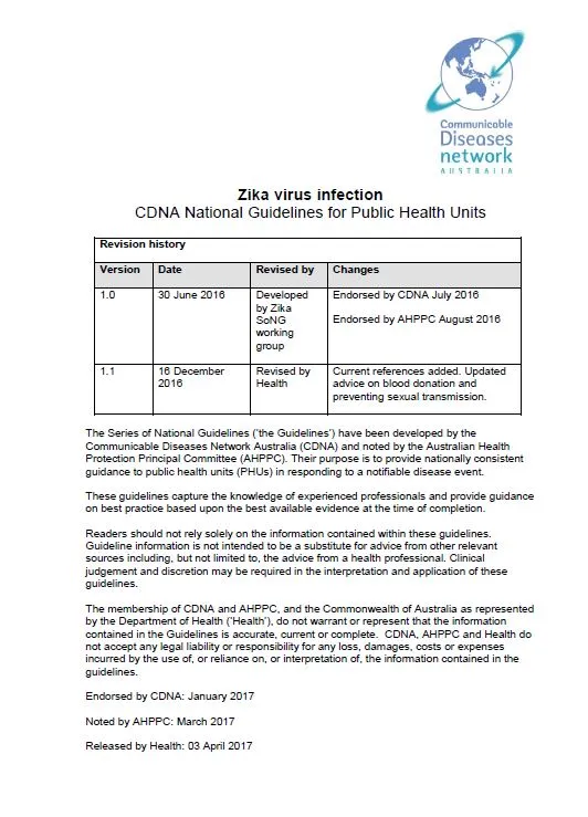 Cover image for CDNA National Guidelines – Zika Virus