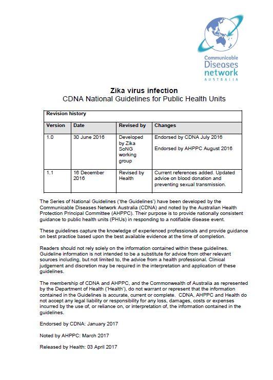 Cover image for CDNA National Guidelines – Zika Virus