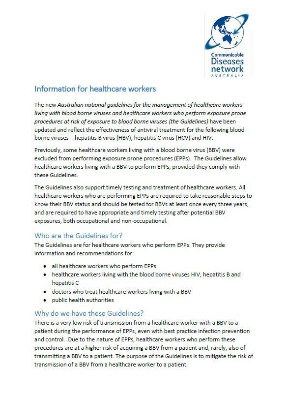 Cover image for CDNA Guidelines – Information for Healthcare Workers 