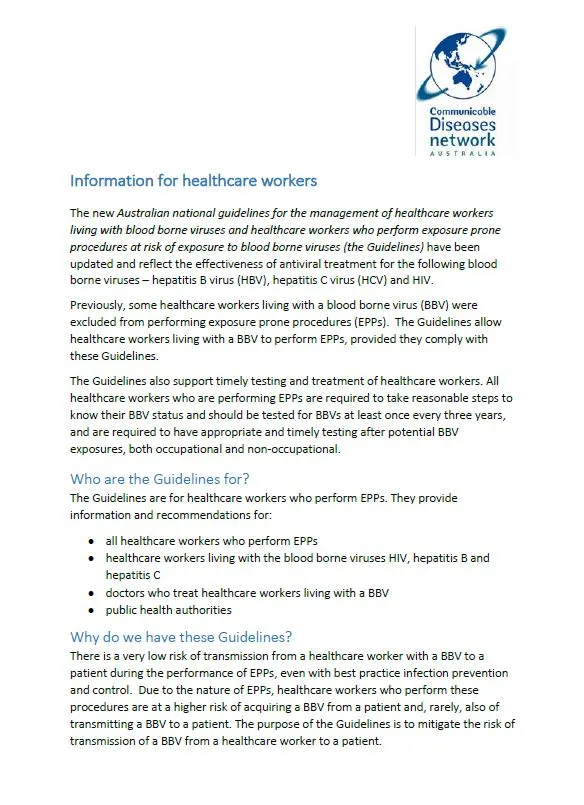 Cover image for CDNA Guidelines – Information for Healthcare Workers 