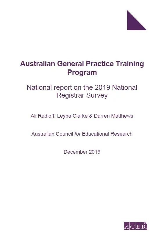 Cover image for AGPT Program National Report on the 2019 Registrar Satisfaction Survey