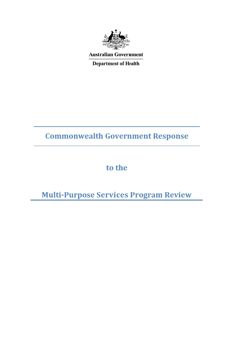 Cover image for Australian Government Response – MPS Review recommendations.