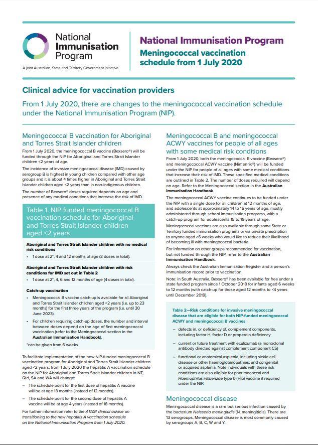 Meningococcal fact sheet cover image