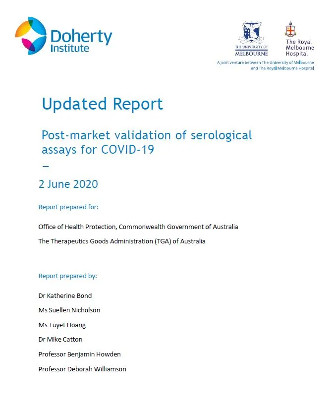 Cover image for Post-market validation of serological assays for COVID-19 – updated report