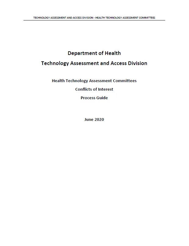 Health technology assessment committees – conflicts of interest process guide