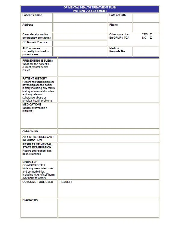 Cover image for Better Access GP mental health treatment plan template