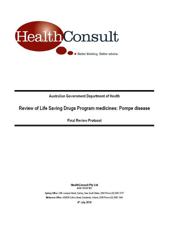 Cover image of Life Saving Drugs Program – Pompe disease – Medicines review protocol
