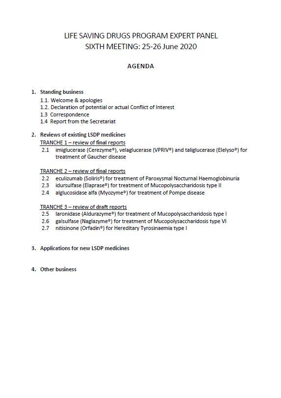Cover image of LSDPEP 6th meeting agenda – 25 and 26 June 2020