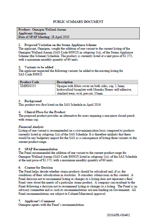 Cover image for SPAP public summary documents – April 2020 – Omnigon Welland Aurum