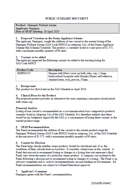 Cover image for SPAP public summary documents – April 2020 – Omnigon Welland Aurum